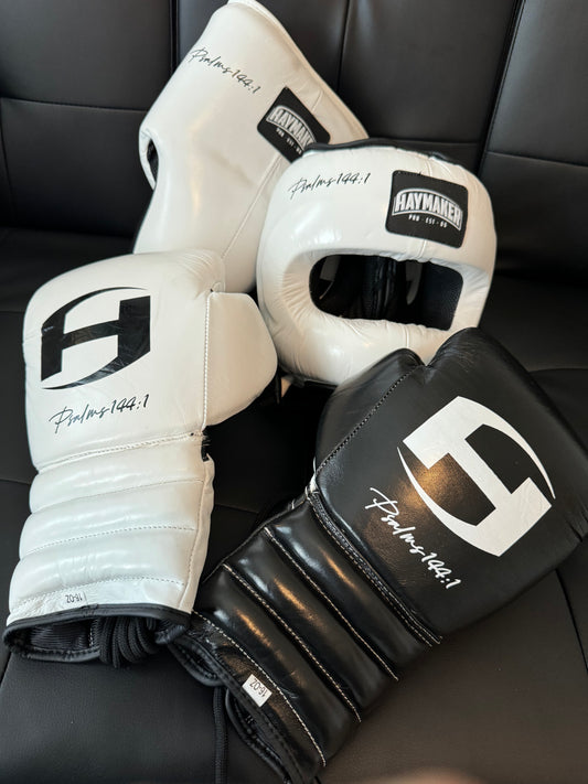 BLACK & WHITE | BOXING GLOVES & SPARRING SET | 100% LEATHER