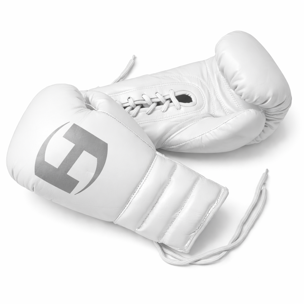 WHITE PRO ELITE BOXING GLOVES | 100% LEATHER