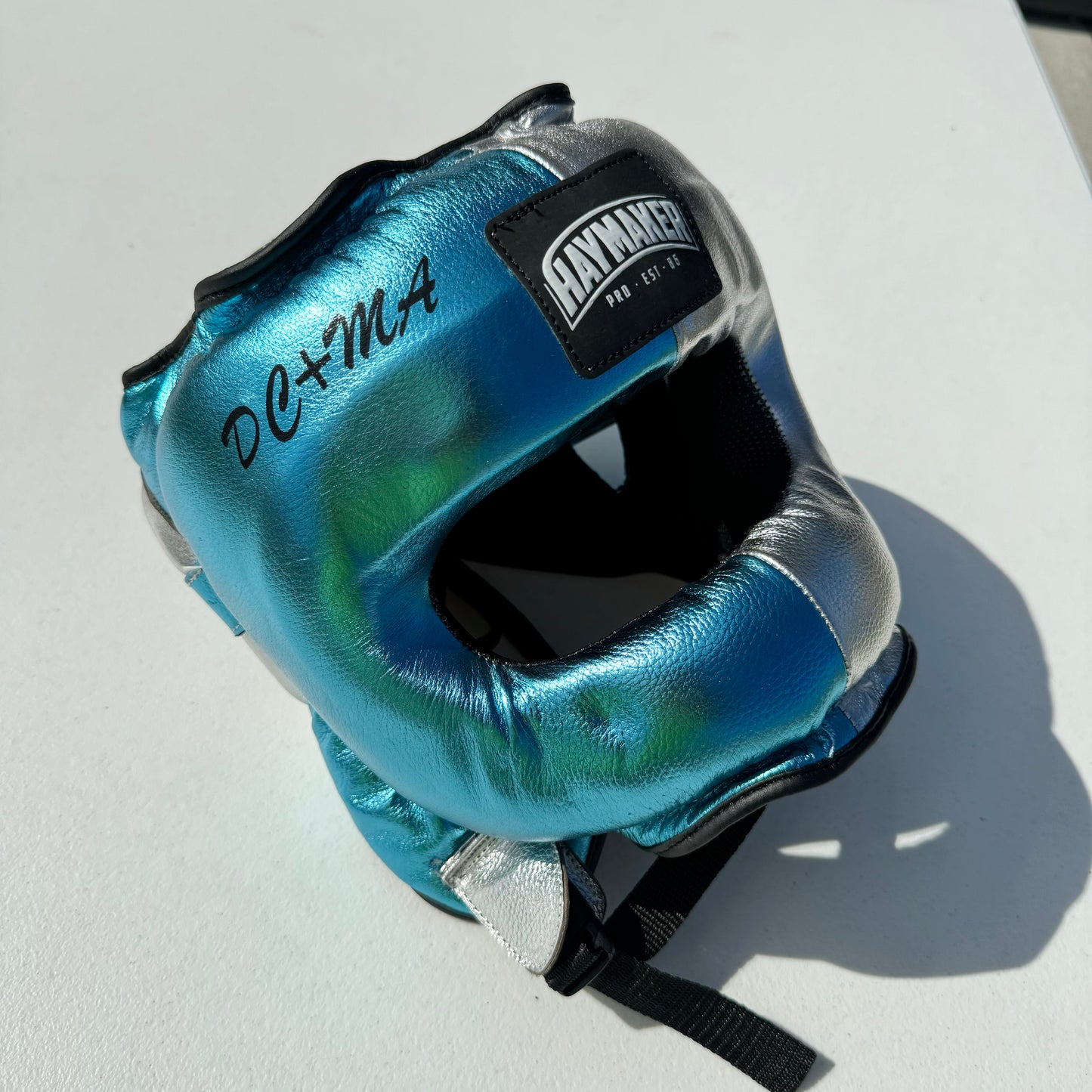 TEAL METALLIC SILVER HEADGEAR | 100% LEATHER ( CLICK TO CHANGE STYLE )