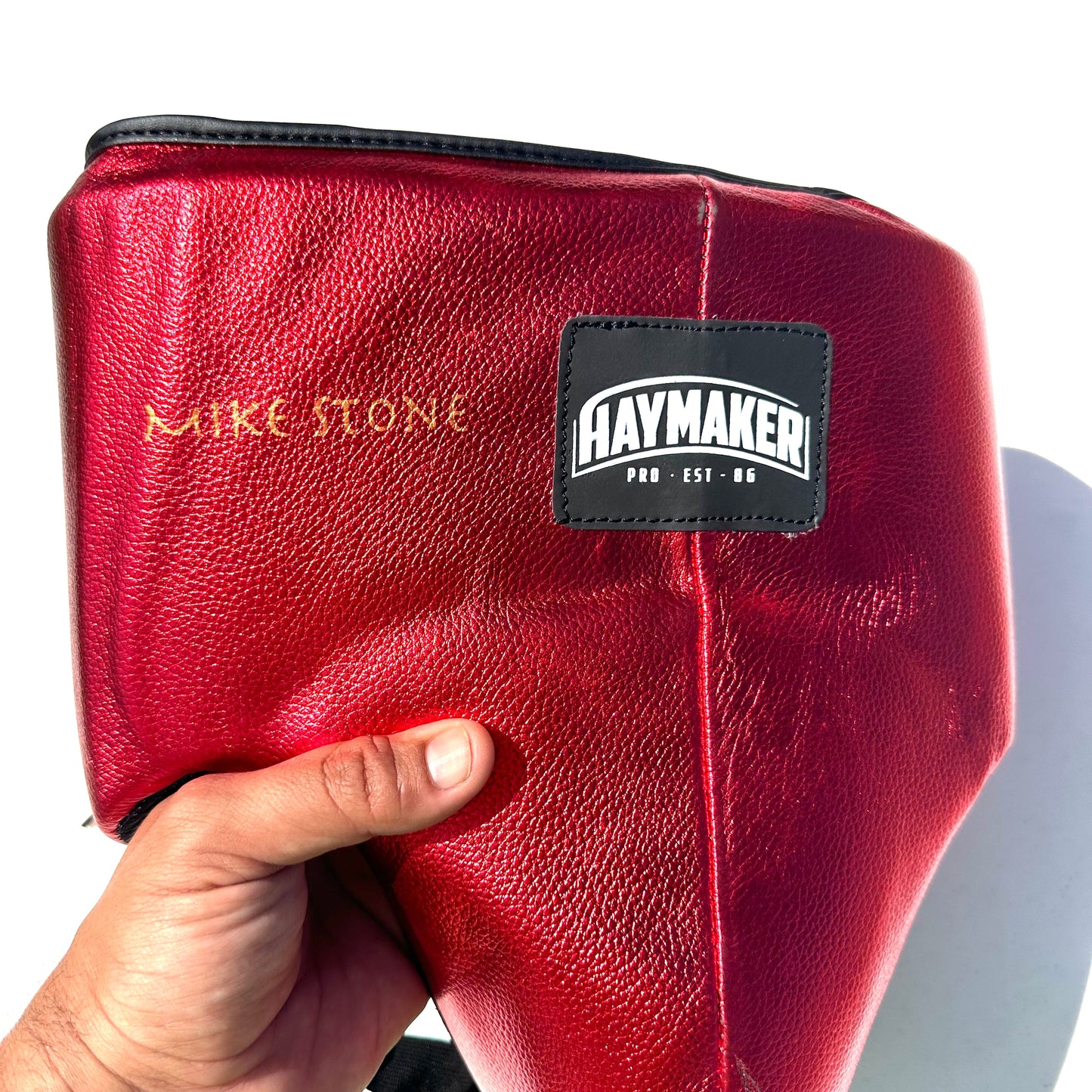 METALLIC RED | BOXING GROIN GUARD 100% LEATHER