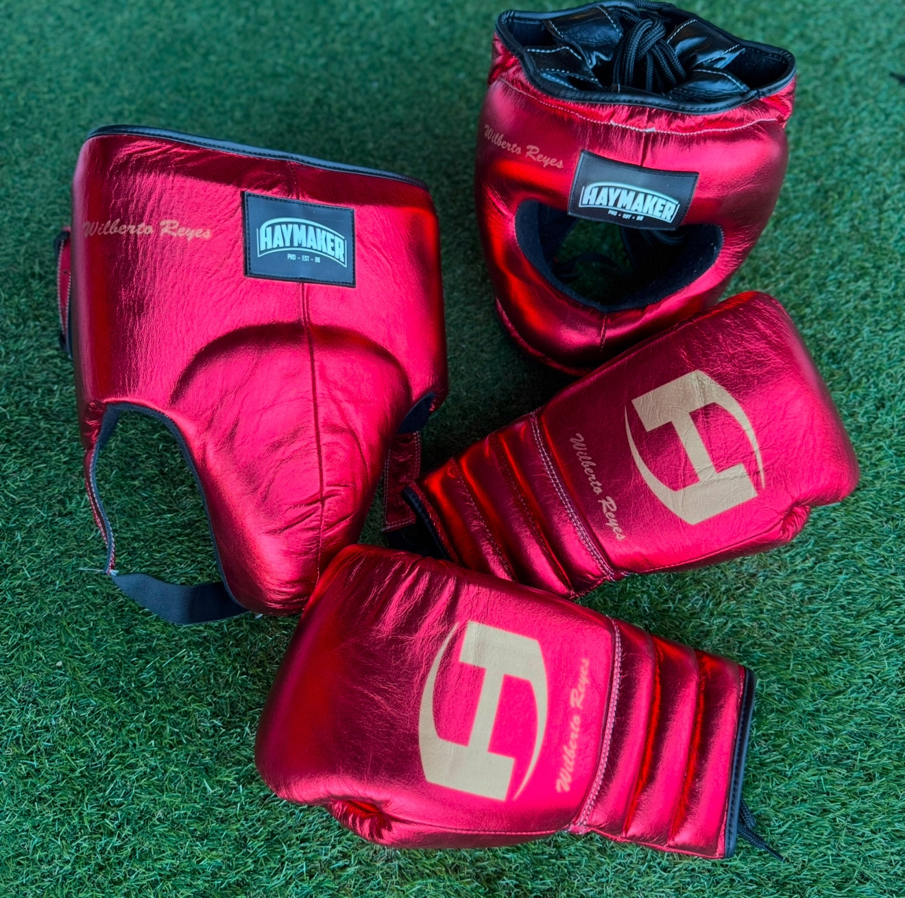 RED METALLIC | BOXING GLOVES & SPARRING SET 100% LEATHER