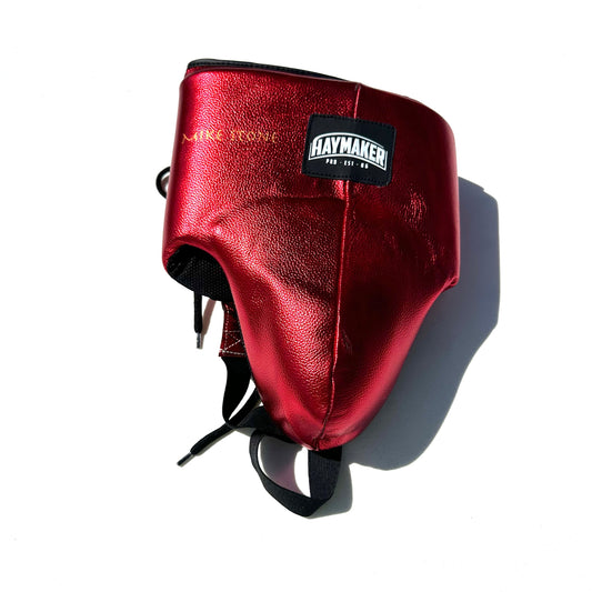 METALLIC RED | BOXING GROIN GUARD 100% LEATHER