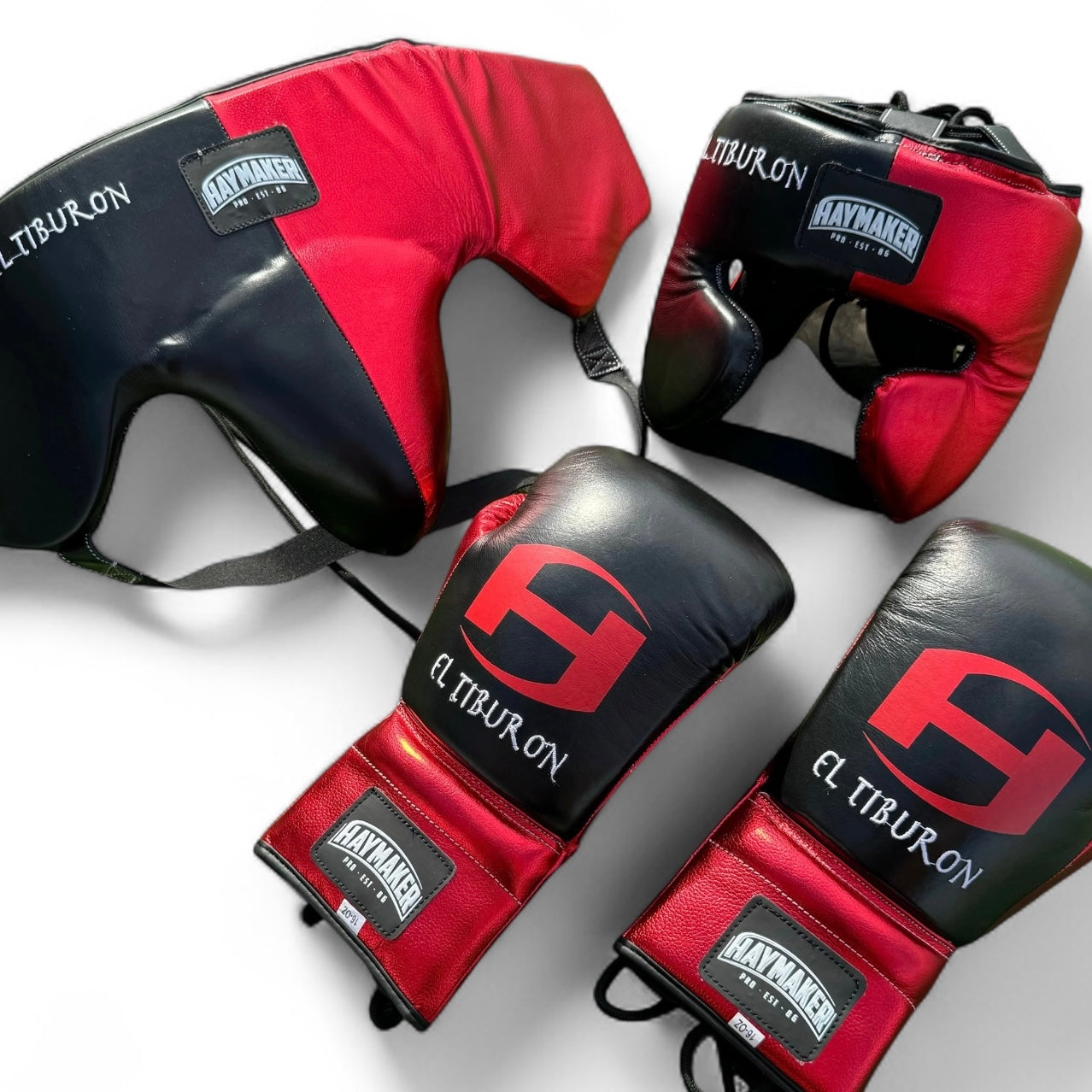 METALLIC RED & BLACK | BOXING GLOVES & SPARRING SET 100% LEATHER