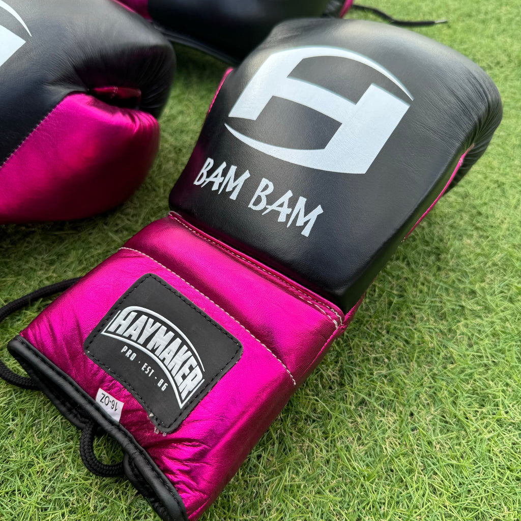 METALLIC PINK & BLACK | BOXING GLOVES & SPARRING SET | 100% LEATHER