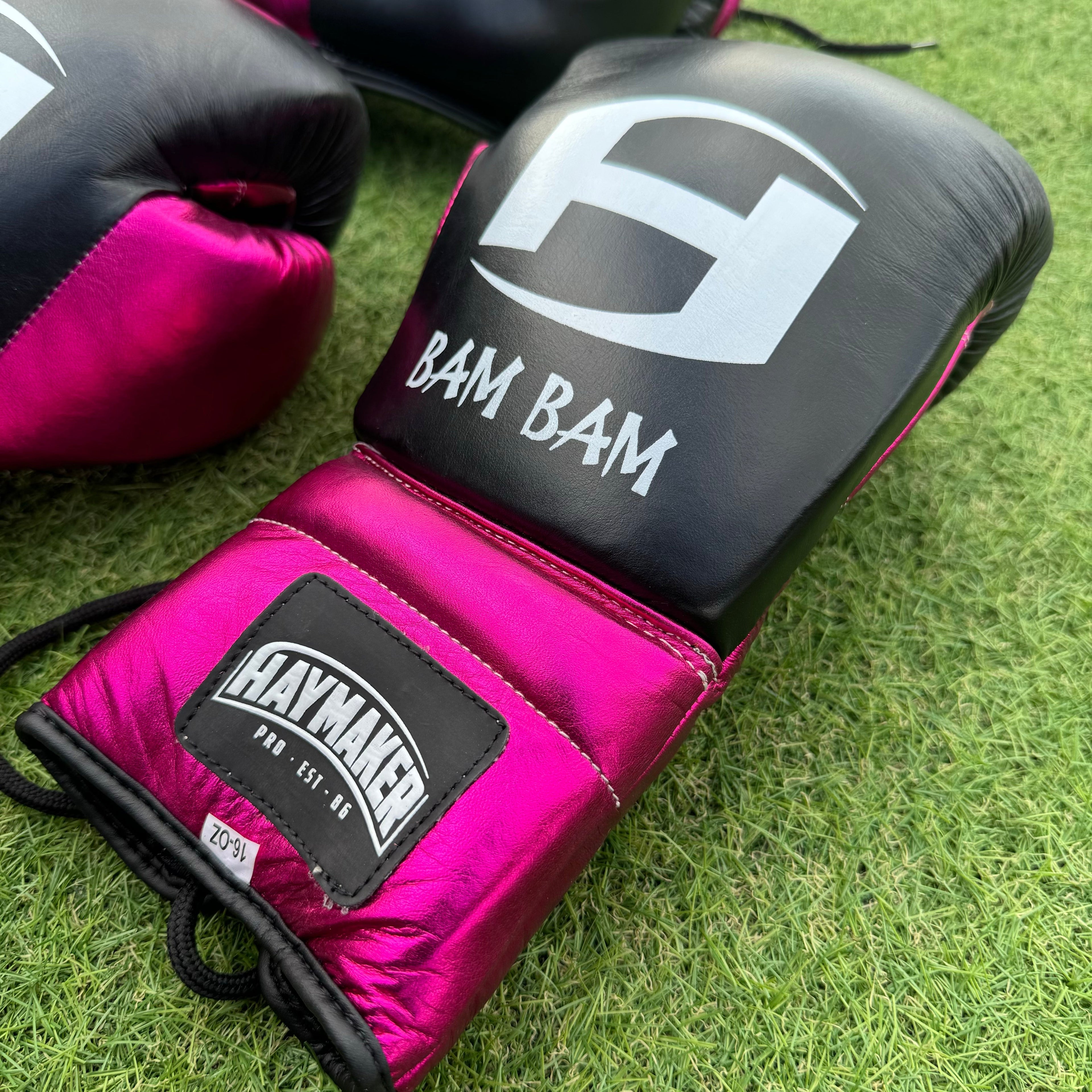 METALLIC PINK & BLACK | BOXING GLOVES & SPARRING SET | 100% LEATHER