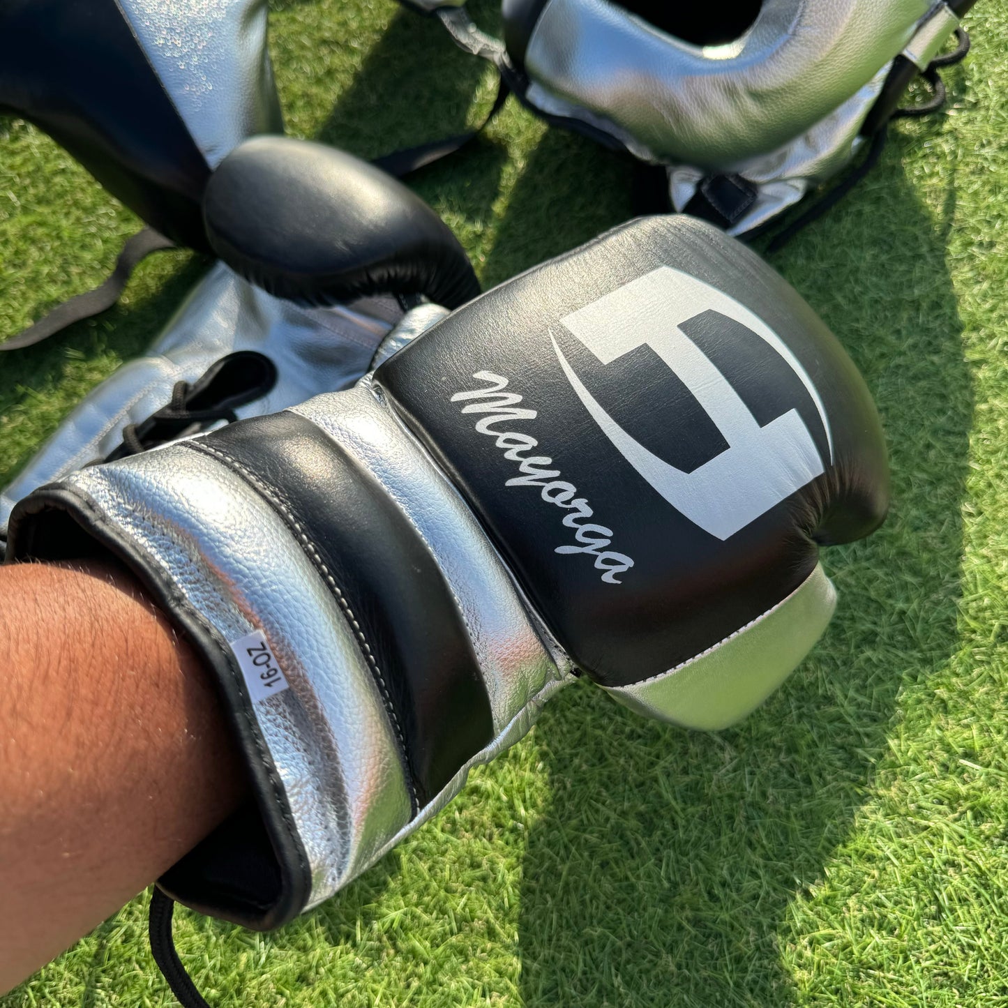 BLACK & METALLIC SILVER | BOXING GLOVES & SPARRING SET | 100% LEATHER