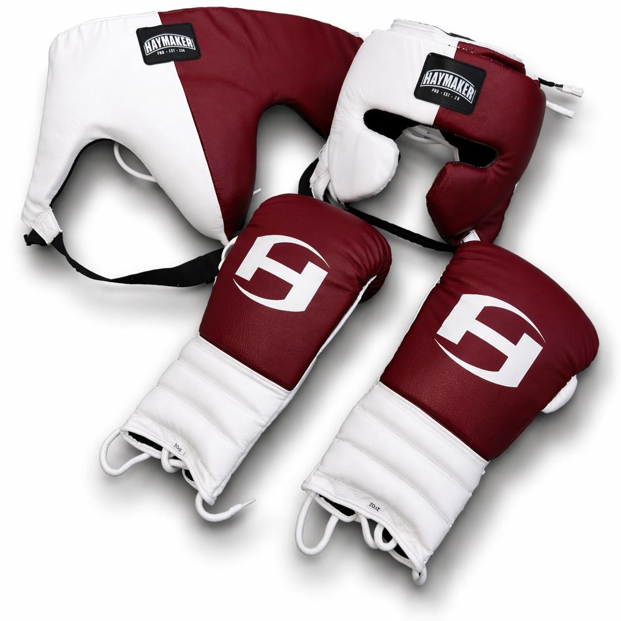 WHITE & MAROON | SPARRING SET | 100% LEATHER