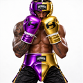 PURPLE & GOLD| BOXING GLOVES & SPARRING SET | 100% LEATHER