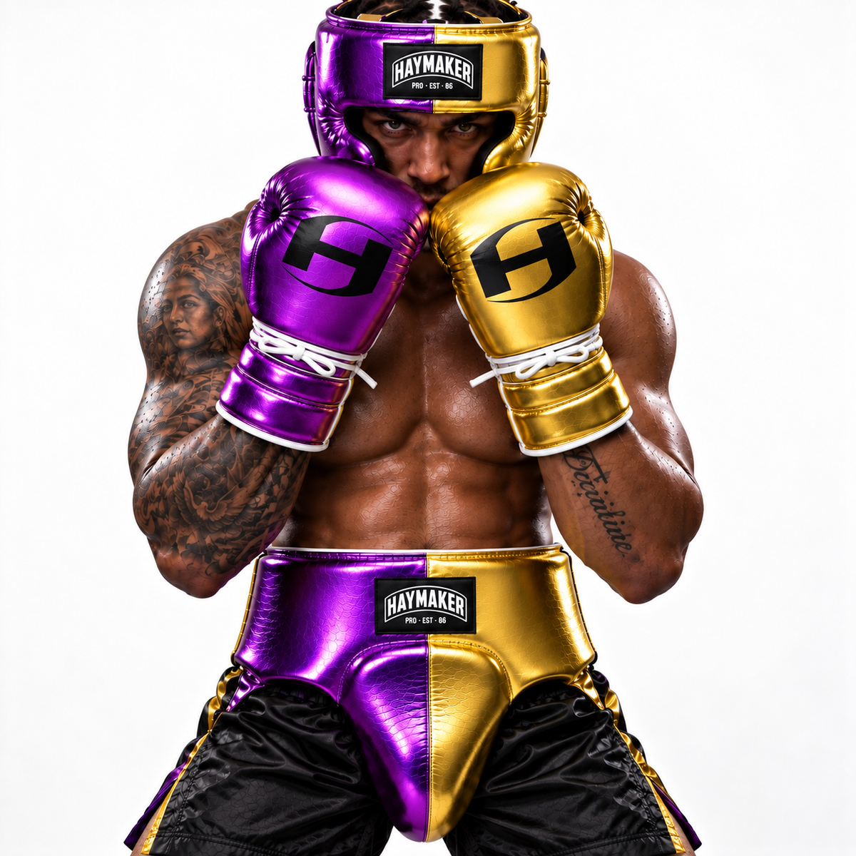 PURPLE & GOLD| BOXING GLOVES & SPARRING SET | 100% LEATHER