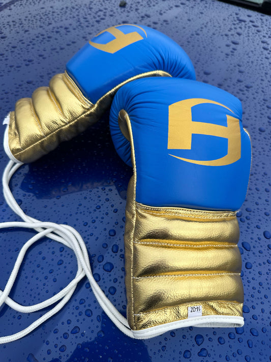 BLUE GOLD | PRO ELITE GLOVES 100% LEATHER