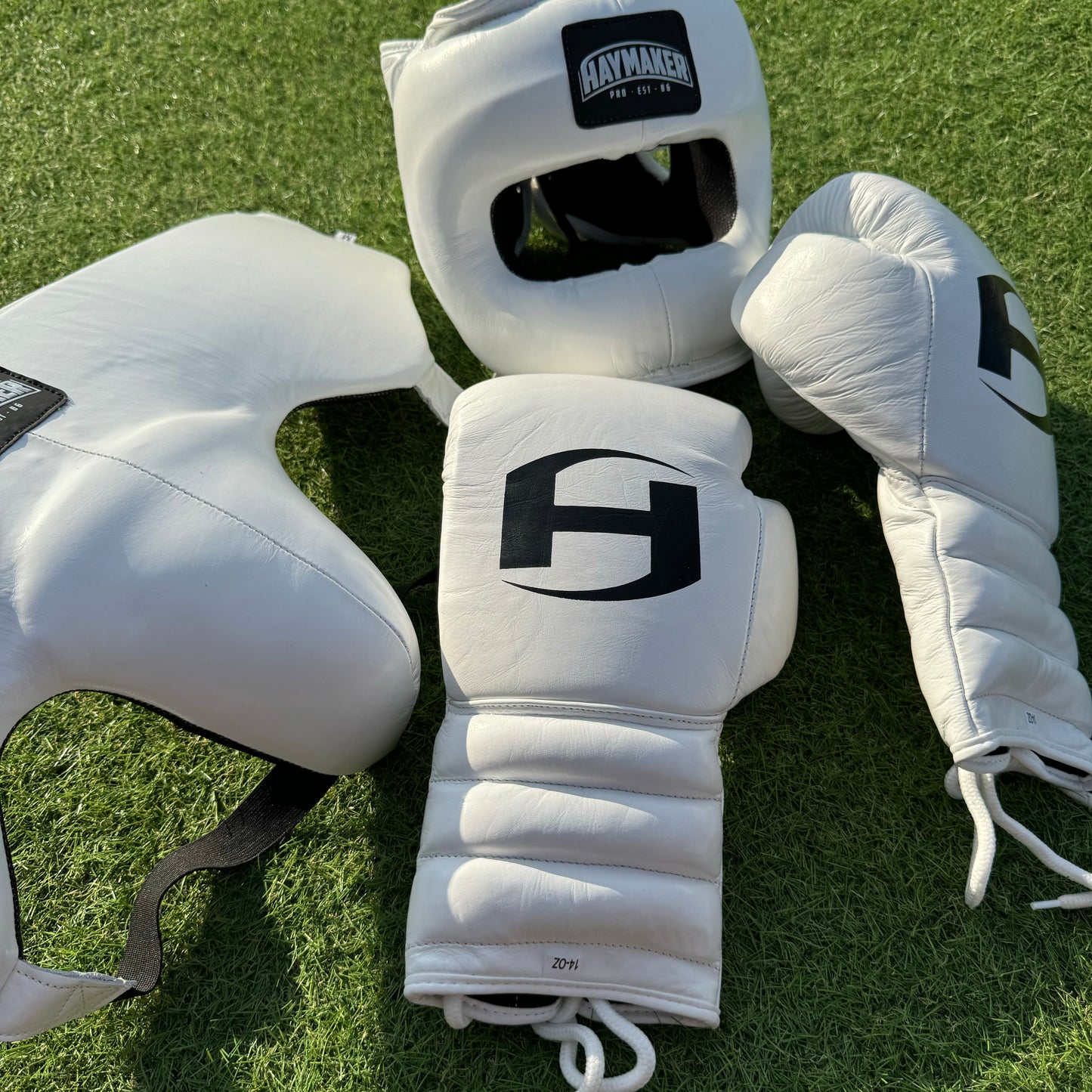 WHITE | SPARRING SET | 100% LEATHER – HAYMAKER BOXING™