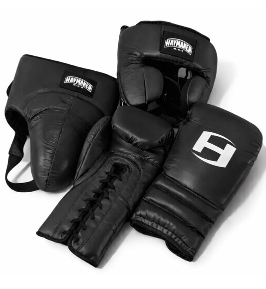 BLACK | BOXING GLOVES & SPARRING SET | 100% LEATHER