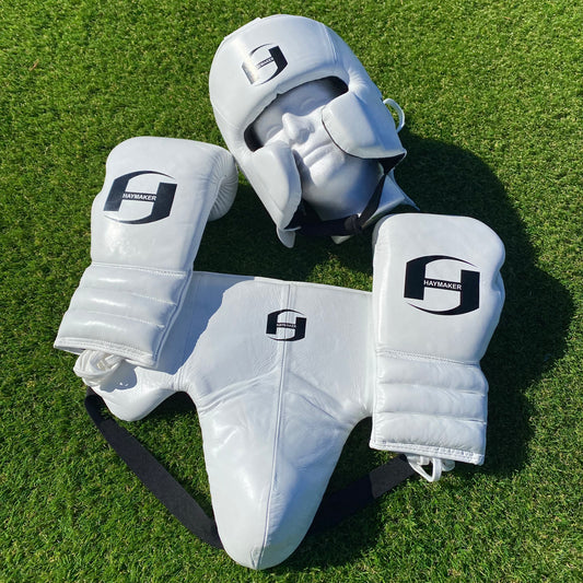 WHITE | BOXING GLOVES & SPARRING SET 100% LEATHER