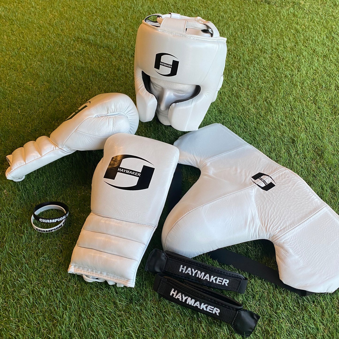 PRO GUARD | WHITE | SPARRING SET | 100% LEATHER