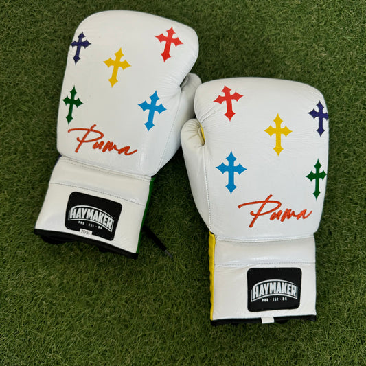 HM CRUCIFIX WHITE MULTI COLOR |  GLOVES 100% LEATHER