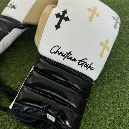 HM CRUCIFIX CREAM, BLACK & WHITE  | BOXING GLOVES 100% LEATHER