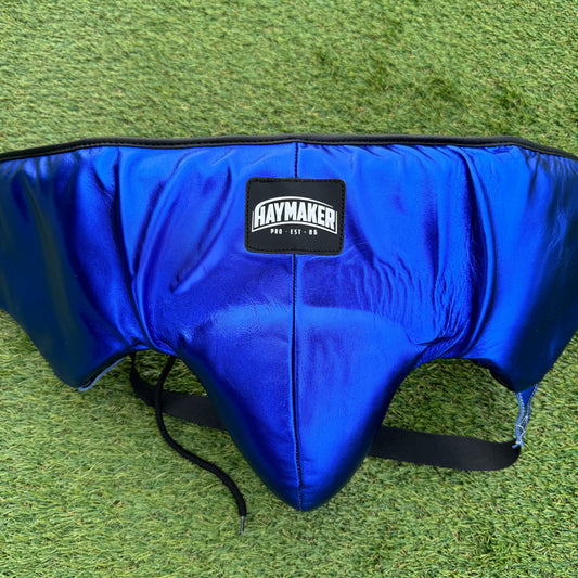 METALLIC BLUE | BOXING GROIN GUARD 100% LEATHER